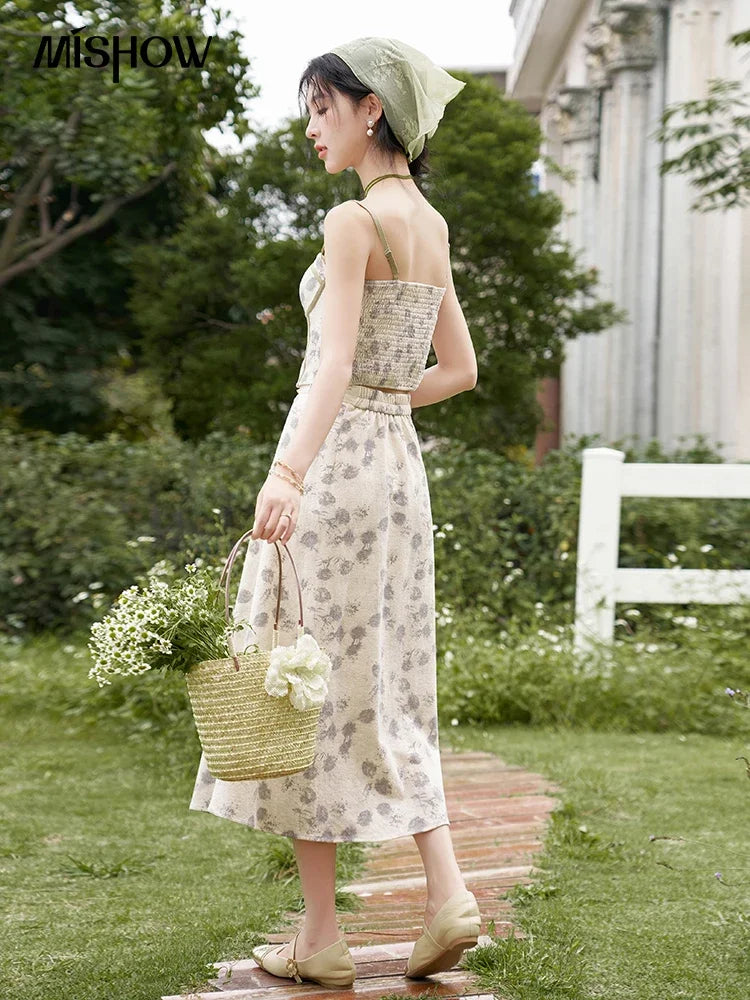 MISHOW Floral Camisole Skirt Separately Summer Adjustable Shoulder Straps Sleeveless Top Back Elastic Waist Skirts MXD14D0026 Élixir Haute