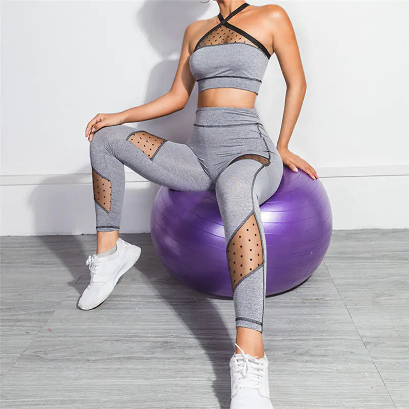 Elegant Mesh Back Yoga Set