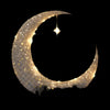Decorative crescent moon with star in the center on a transparent background.