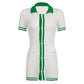 Contrast Color Polo Collar Short Sleeve Shirt Dress
