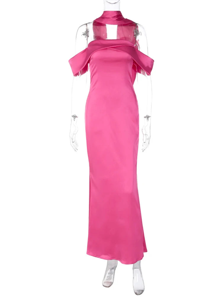 Dulzura Satin Off Shoulder Long Dress For Women Bodycon Sexy Party Elegant Birthday Evening Clothes Summer Maxi Dress Wholesale Élixir Haute