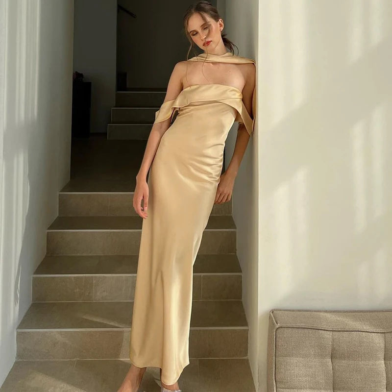 Dulzura Satin Off Shoulder Long Dress For Women Bodycon Sexy Party Elegant Birthday Evening Clothes Summer Maxi Dress Wholesale Élixir Haute