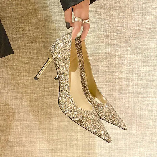 Elegant Spring Sequin Heels