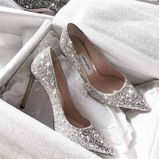 Elegant Spring Sequin Heels